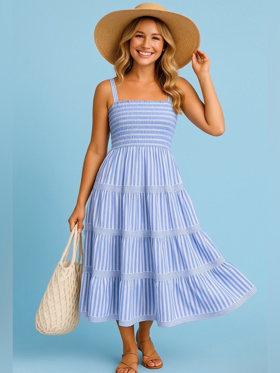 Dresses & Skirts - Blue & White Striped Coastal Sleeveless Maxi Dress, 1X, NWT!